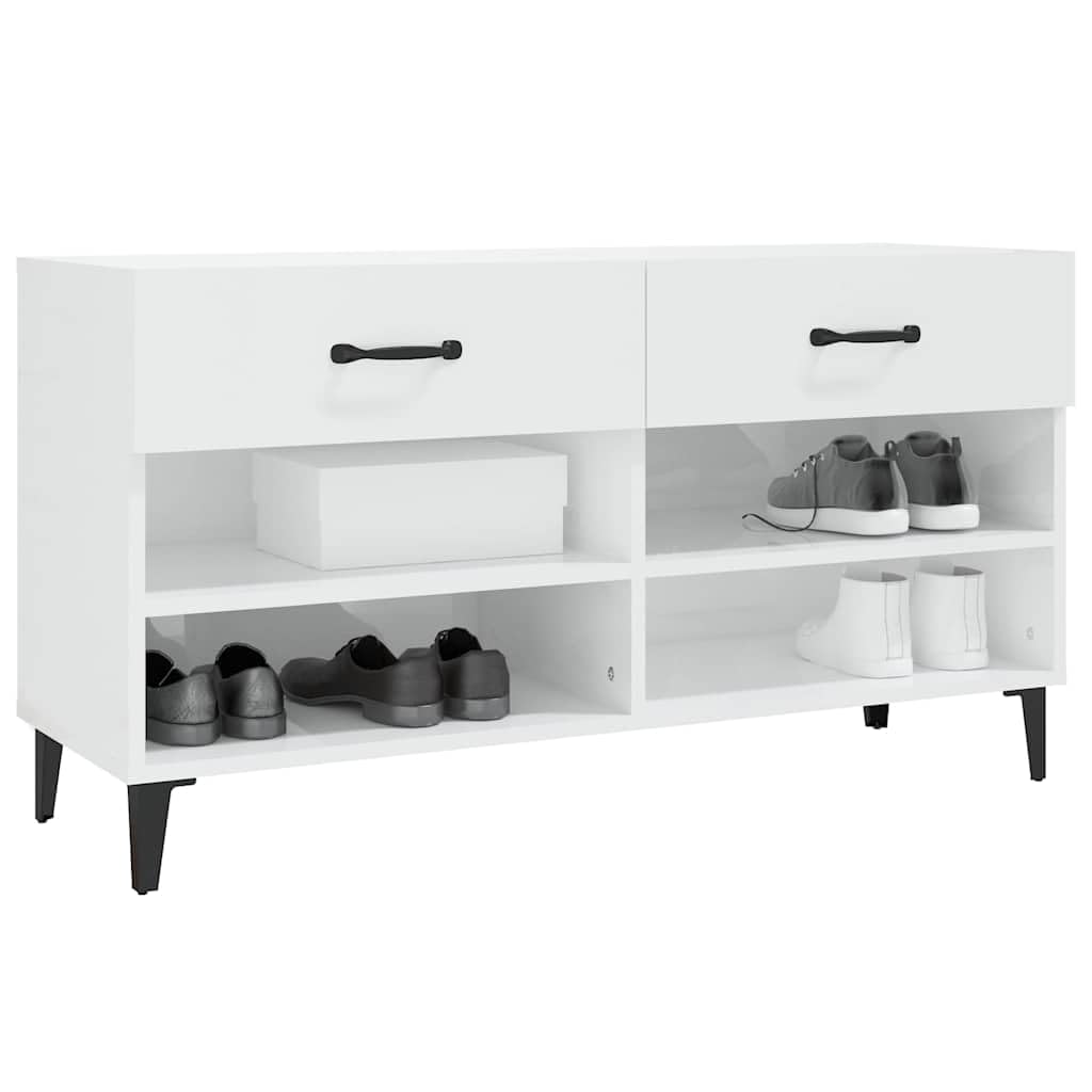 Scarpiera alta lucida bianca 102x35x55 cm