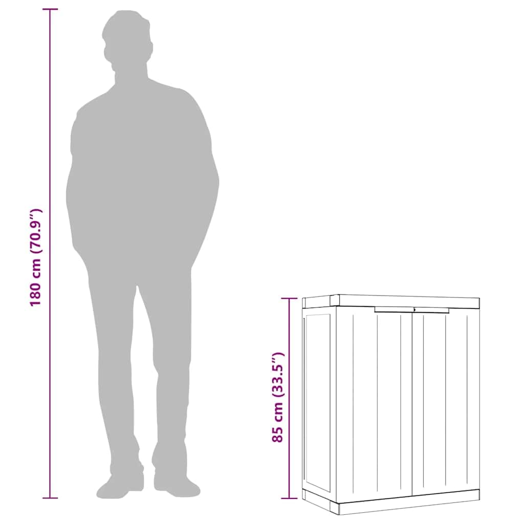 vidaXL Gartenschrank, Werkzeugschrank mit viel Stauraum, Geräteschrank Wetterfest Abschließbar, Outdoor Schrank Kunststoffschrank Gartenbox, Schwarz 65x37x85cm PP
