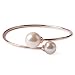 Valentine's Day Gift Adjustable Imitation Pearl Bangle Bracelet Asymmetrical Golden Plated Jewelry