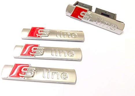 4pcs Car Styling S Line Sline Emblem Decal, Griglia Badge Replacement for A4 A6 A8 Q5 Q7 Tt Logo (Chrome)