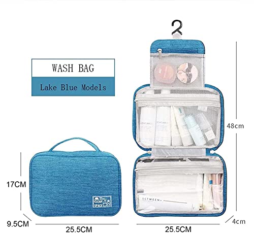 Image of Styleys Travel Cosmetic Bag for Men Women, Hanging Toiletry Bag, Makeup Pouch, Waterproof Makeup Cosmetic Bag Travel Organizer for Accessories, Shampoo (Sky Blue - S11087)