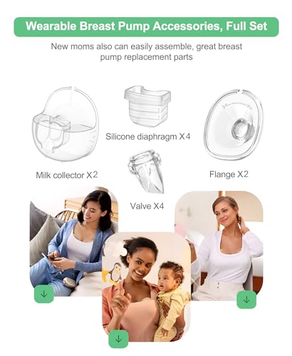 Image of Wearable Breast Pump Accessories Replacement Parts Milk Collector Cup Flange 24mm Compatible with Mommed TSRETE S21 /S19 /S18 Pump, 2 Sets, Bonus Duckbill Valve&Silicone Diaphragm