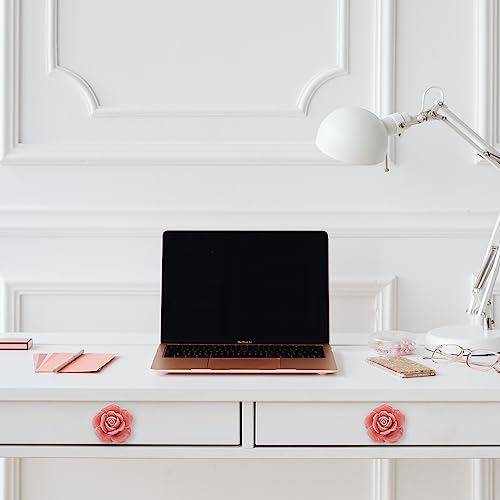 NAKUPENDA Ceramic Knobs 4 Pieces Ceramic Rose Flower Knob Drawer Knobs Porcelain Rose Furniture Knobs for Drawers Cupboards Cabinet Doors (Pink) - Image 2