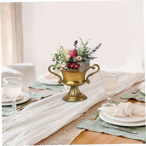 Vase en métal doré de 6 pouces style trophée chic pour centres de table raffinés - 5