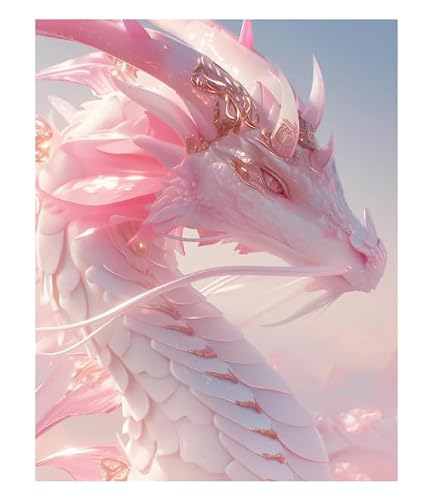 XFENDOUDOU Cross Stitch Kits for Adults Beginners pre Printed Pink Dragon DIY Cross Stitch Stitching Kit for Home Decor Cross Stitch Patterns 16x20inch