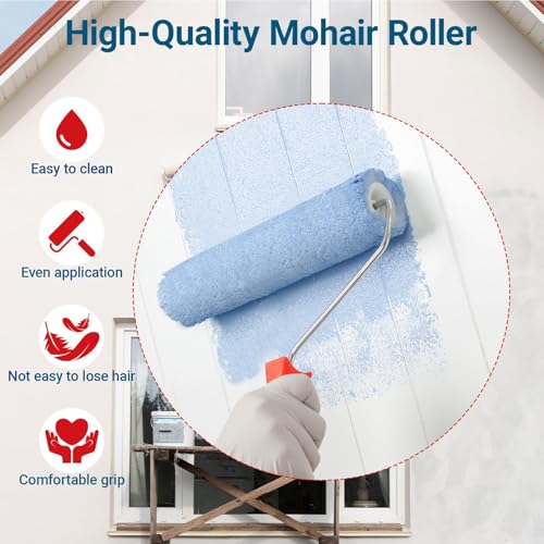 RAWILL Mohair Paint Roller 6 Inch, 6 PCS Small Paint Roller Kit with Frame Lint-Free & Shed-Resistant Ideal for Painting/Door/Wood/Cabinets/Corners and Walls by RAWILL - Used condition - Image 2
