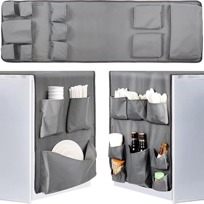 Household Refrigerator Cover Cloth Dust Cover with 11 Fabric Pockets, Is A Great Refrigerator Storage, Organization, and Hanging Tool