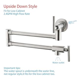 Havin Pot Filler,Wall Mount Commercial Pot Filler Faucet,Stainless Steel Material Kitchen Folding Faucet,Coffee Machine Faucet with Stretchable Double Joint Swing Arms, Brushed Nickel