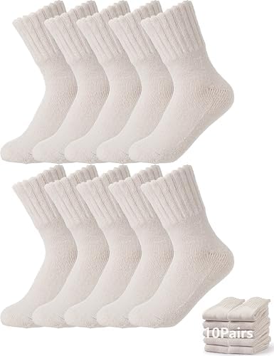 BomKinta Women's Boot Socks - Thick Boot Solid Crew Socks - Warm Cozy Soft Calf Sock 10 Pairs Size 5-11