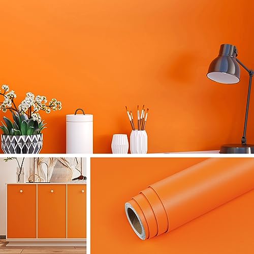 Livelynine Papel Pintado Pared Tonos Naranjas 40CMx10M Impermeable Papel de Pared Autoadhesivo Habitacion Salon Naranja Vintage Vinilo Adhesivo Pared Infantil Naranja Liso Papel Adhesivo Muebles