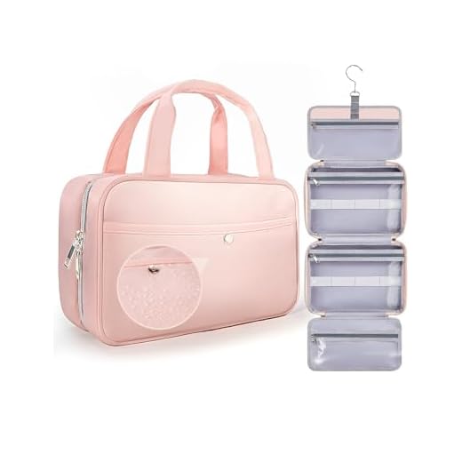 Chakipee Trousse de Toilette a Suspendre Voyage Femme- Organisateur Cosmétique Imperméable avec Fenêtre Transparente, Trousses de Toilette Bain Légère pour Essentiels, Maquillage Rose, Moyen