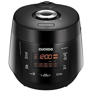 CUCKOO CRP-PK1001S | 10-Cup/2.5-Quart (Uncooked) Pressure Rice Cooker | 12 Menu Options: Quinoa, Scorched Rice, GABA/Brown Rice, Multi-Grain & More, Made in Korea | Black , 19 x 15 x 13