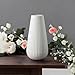 Luxury White Ceramic Vase, Modern Ribbed Fluted Design, Flower Vase for Home Decor, Cute Vase for Pampas Grass, Living Room, Dining Table, Farmhouse, Office, Bedroom, Kitchen Shelf
