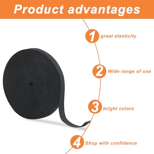 Miniatura 4 de Cinta Elástica Para Coser 20mm Ancha, 40 Metros De Banda Elástica Negra, Goma Elástica Para Cinturón De Pantalón, Elasticidad Ideal Para Bricolaje, Manualidades Y Telas Para Coser