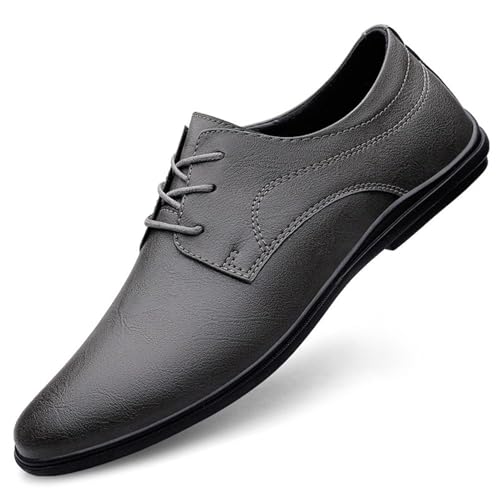Mens Low Heel Derby Dress Oxford Shoes, Round Toe Lace-up Mens Black Pu Leather Formal Oxfords Dress Shoes