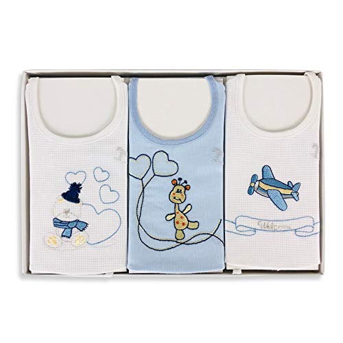 Bavoir bébé garçon Mio Piccolo 100% coton : la douceur des broderies traditionnelles bleu ciel