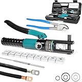 10-Ton Hydraulic Crimping Tool Kit with Cable Cutter & 9 Dies for 12 AWG to 2/0 AWG Battery Cables and 1/16" 1/8" 3/16" Stainless Steel Cable Railing Wire Rope Terminal Crimper - Image 1