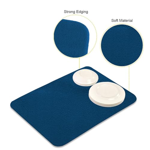 Image of Kuber Industries Dish Dry Mat | Microfiber Drying Mat | Kitchen Drying Mat | Reversible Mat | Kitchen Absorbent Mat | Dish Dry Mat for Kitchen | 38x50 | Pack of 3 | Blue