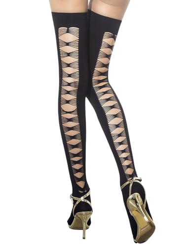 iB-iP Women's Back Slashed Tied Up Japanese Style Thigh High Hold-up Stockings