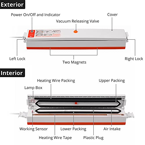 Vakuumierer Homgen Automatisch Vakuumiergerät Versiegeln mehrerer Vakuumbeutel auf einmal für Bleiben Lebensmittel… – Bild 3