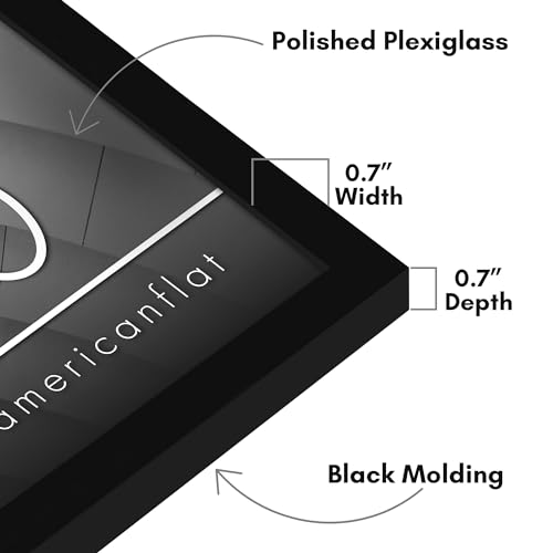 Americanflat 17x20 Picture Frame with Polished Plexiglass - Streamline Collection - Thin Border Picture Frame for Wall Display - Hanging Hardware Included - Black