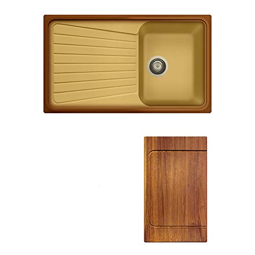 Plados SP0861 - Fregadero de cocina compuesto + Tabla de madera (Terra de Francia)