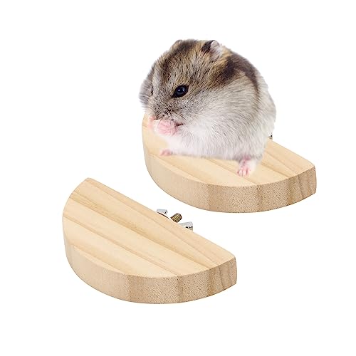 Image of 2 Pieces Bird Perch Platform Wooden Stand Toy for Small Bird Parrot Parakeet Cockatiel Budgie Lovebirds Conures Finches Rat Cage Accessories (Semicircle)
