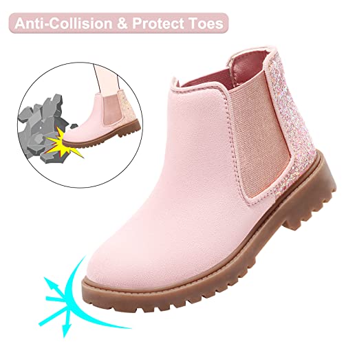 Harvest Land Girl Boots Kids Ankle Boots Warm Side Zipper Boots Low Heel Short Booties Winter Snow Boots Anti-Slip Outdoor Shoes For Little Kids/Big Kids Pink Size 3 #TOP4