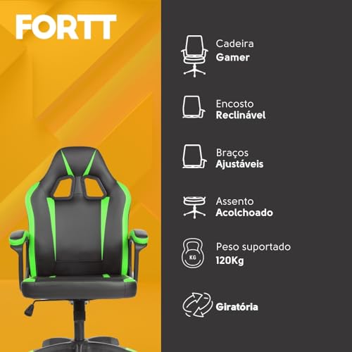 Fortt Cadeira Gamer Lípsia Verde - CGF002-VR