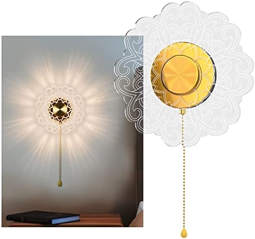 Leabet Modern LED Wall Sconce Decorative Wall Light for Home Bedroom Bedside Corridor Aisle Foyer Bar,Chrysanthemum Shape Decorative Pattern,Power by 3 AA Batteries (Batteries not Included)