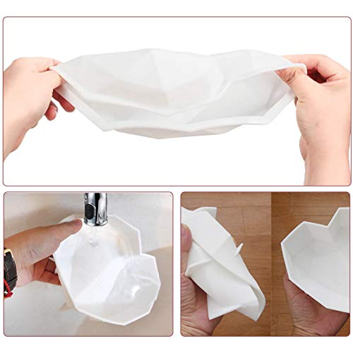 Diamond Cake Mold, Diamond Heart Cake Mold, Cake Mold for Baking Heart Shape, 2 Pack Diamond Heart Love Shape Silicone Cake Mold, 3D Silicone Trays Mousse Dessert Baking Pan