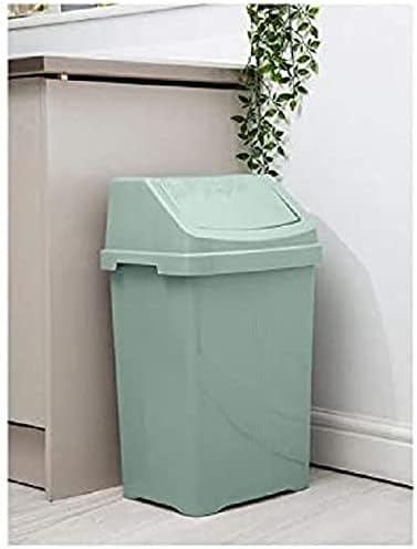 Mint Green/Silver Sage, 25l Litre Plastic Swing Bin Home/Office/Kitchen Rubbish Waste Dustbin Trash Swing Lid Bin
