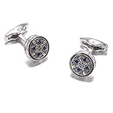 Cufflinks for Men Elegant Blue Pattern Cufflinks Round Shirt Cufflinks Classic Cuff links for Men Bu