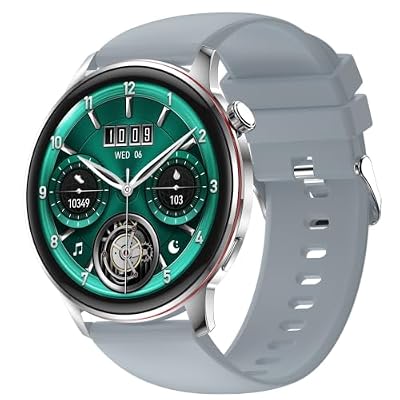 HK36 Smart Watch with Bluetooth Calling, Heart Rate Monitor, Step Counter, Sleep and Blood Pressure Tracking, Message Alerts (Silver)