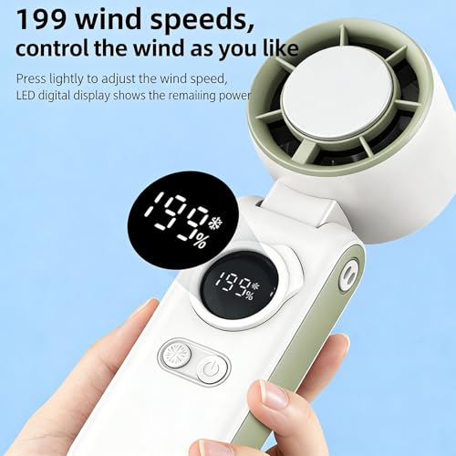 Ventilador digital portátil de gran potencia con batería recargable y base plegable 5
