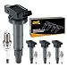 QYL Ignition Coil UF333 & Spark Plug 7092 BKR6EGP MIU12783 Replacement for Toyota Camry Matrix RAV4 Highlander Solara Pontiac Vibe Scion TC Lexus HS250h 2.4L 3.0L 3.3L l4 V6 (Set of 4)