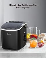 Silonn Eiswürfelmaschine, Eiswürfelbereiter 12 kg/24h, 9 Eiswürfel in 6 Min, 2 Größen, Selbstreinigend, leise Mini Eiswürfelmaschinen für Küche, Büro, Bar, Party, Schwarz – Ansicht 7