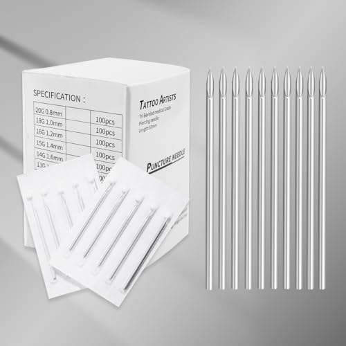 Ear Nose Piercing Needles - 50pcs Mix body piercing needles 12g.14g.16g.18g.20g Individualized Package for Piercing Needle Supplies Piercing Kit
