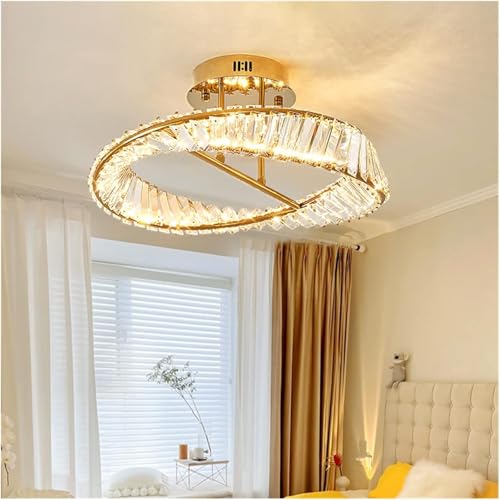 Lustre moderne de luxe en cristal LED doré salon