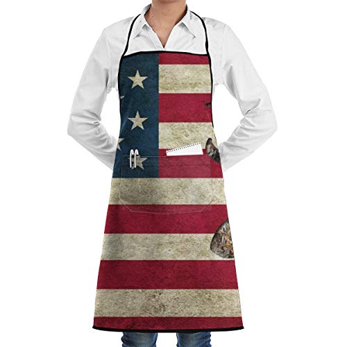 BraveShow American Flag Deer Camo - Fashion Bib Apron Thicker Version Waterdrop Resistant