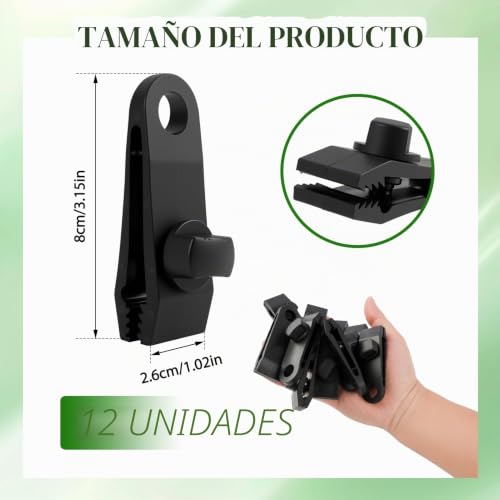 Miniatura 2 de 12 Piezas Tensores De Lona Para Lonas Clips Para Lonas De Fijación Pinzas Ajustables Fijación De Lona De Camping Para Fijación De Lonas, Toldos, Tiendas De Campaña Y Coberturas En Actividades Al Aire
