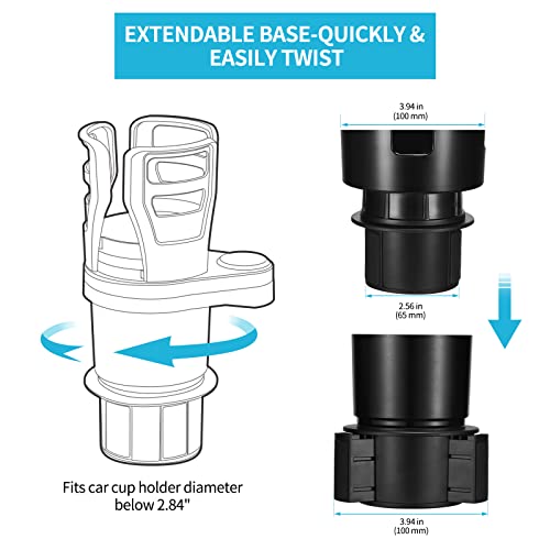 2 In 1 Large Car Cup Holder Extender Adapter This Hill With Adjustable Base, Wider Diameter, Universal Car Cup Holder And Organizer For Snack Bottles Cups Drinks New Upgraded #TOP4