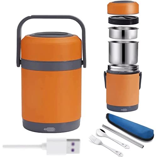 OLOTU 2L Electric Lunch Box, USB Port Rice Heater, Leak Proof Food Heater, Portable Food Warmer for On-the-Go