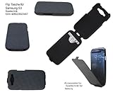 Spartechnik Flip Case für Samsung S III Flip Tasche Case für Samsung S 3 Galaxy S3 GT-I9300 S3 Neo mit Aussparung für Visitenkarte - stabiles Gehäuse - Stahlgrau