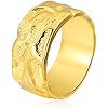 MYEARS Women Ring Gold Band 14K Gold Vacuum Filled Simple Stack Finger Jewelry Gift Size 6-8