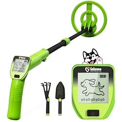 GoGonova Metal Detector, Adjustable 27.5” - 37.8” Metal Detector for Kids with LED Display, Lightweight Kids Metal Detector Kit with 6.8” Waterproof Search Coil, Gift for Boys & Girls, Green