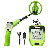 GoGonova Metal Detector, Adjustable 27.5” - 37.8” Metal Detector for Kids with LED Display, Lightweight Kids Metal Detector Kit with 6.8” Waterproof Search Coil, Gift for Boys & Girls, Green