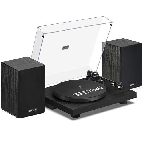 Image of SeeYing Bluetooth Turntable HiFi System with 36 Watt Bookshelf Speakers