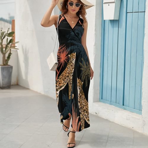 Robe léopard africain fluide col V pour rester fraîche et élégante