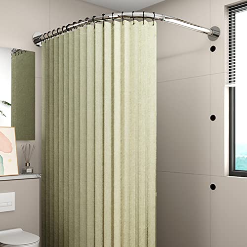Tringle à rideau de douche en L courbée en acier inoxydable pour baignoire d'angle